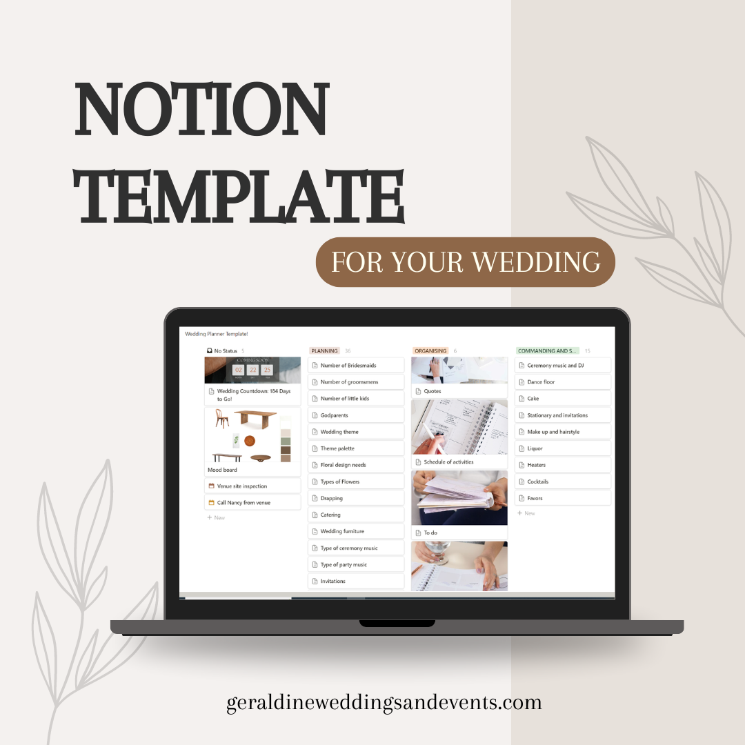 wedding planner notion template
